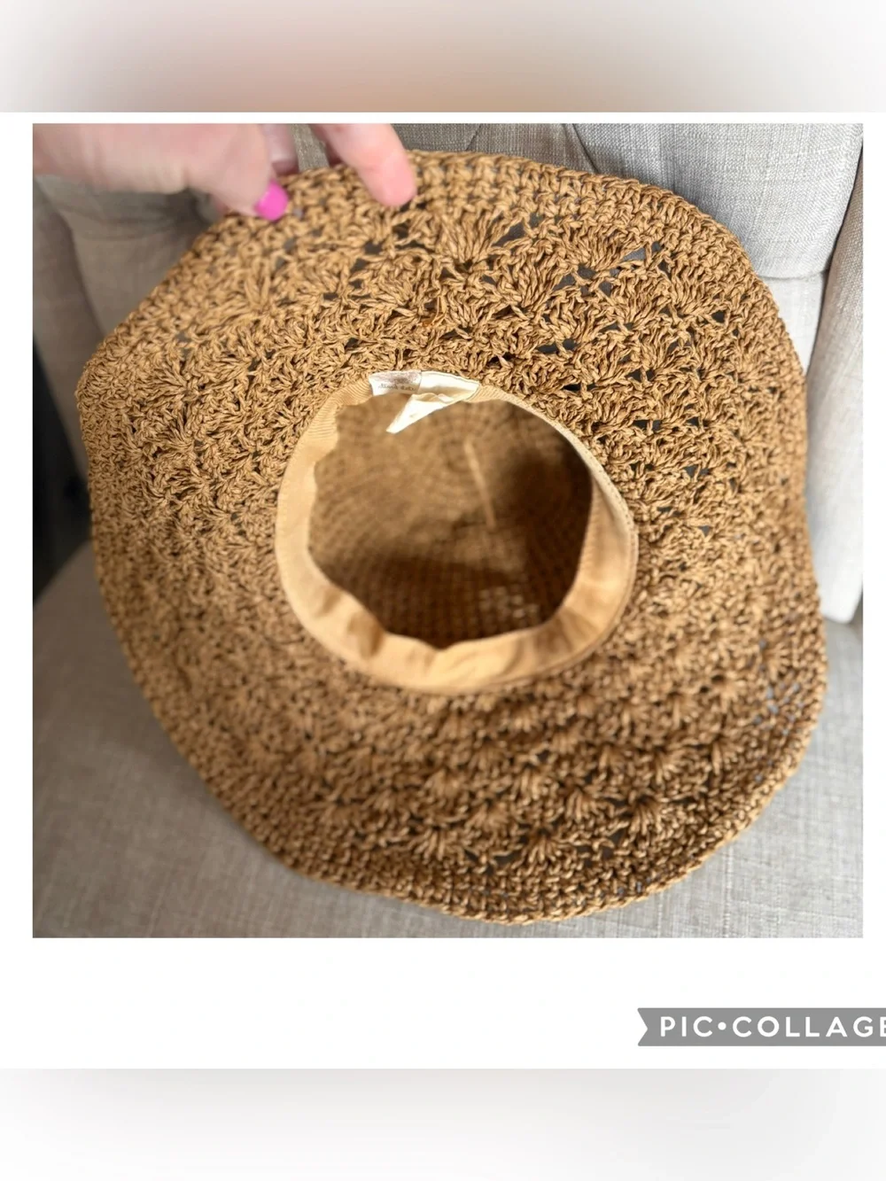 Altar’d State Crochet Floppy Sun Hat – One Size – Natural Tan